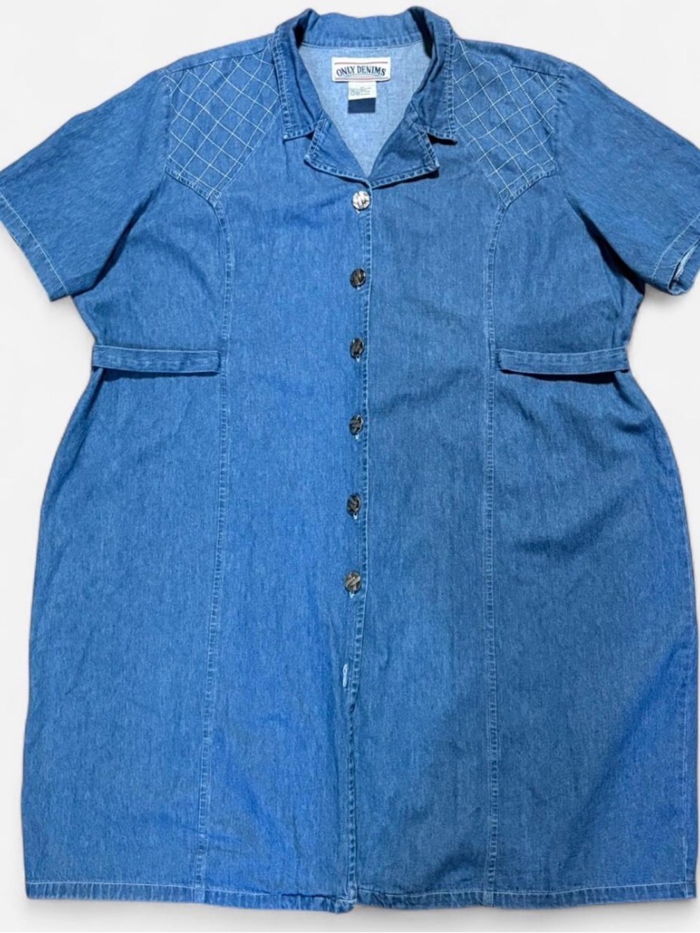 Blue Button-Front Midi Dress